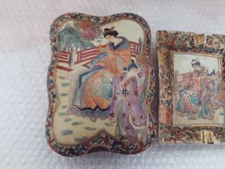 Caja y cenicero Satsuma decoración antigua