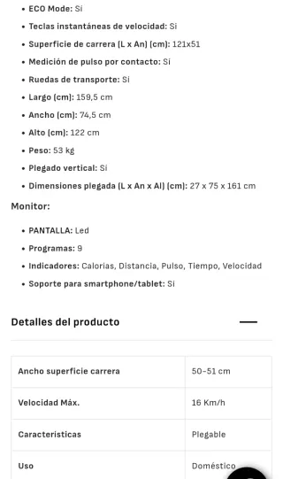 Cinta de correr BH SlimRUN