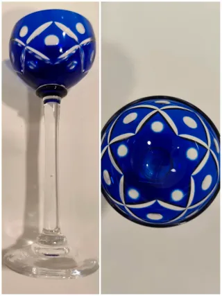 5 Copas de Licor Chupito Azul cobalto ,vintage