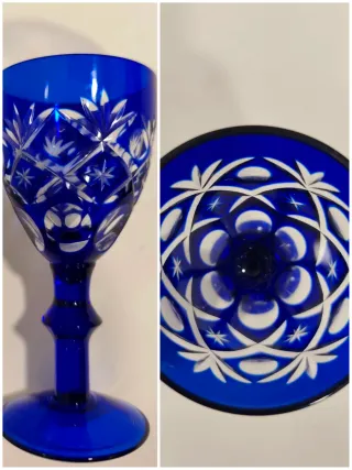 5 Copas de Licor Chupito Azul cobalto ,vintage