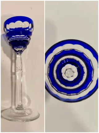 5 Copas de Licor Chupito Azul cobalto ,vintage