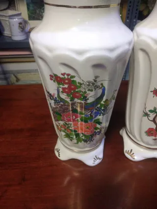 Jarrón porcelana oriental pavos reales