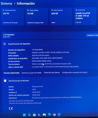 Ordenador potente i5-4460 8GB RAM