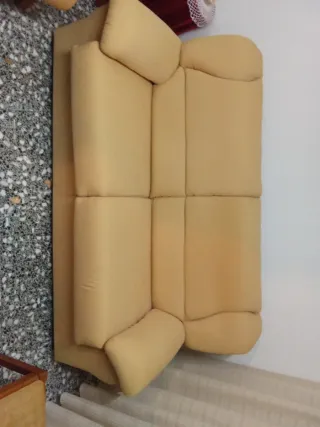 Sofá 2 plazas beige tela