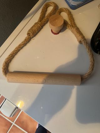 Porta rollo papel higiénico madera y yute