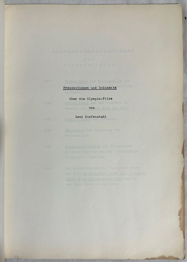 Olimpiadas de Berlín 1936. Lote. Leni Riefenstahl.