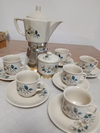 Set caffè vintage porcellana e metallo