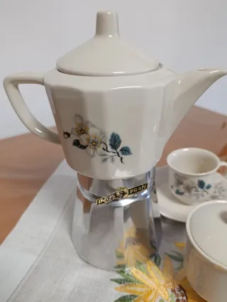 Set caffè vintage porcellana e metallo