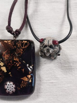 3 Collane 2 ciondoli di pietra e vetro