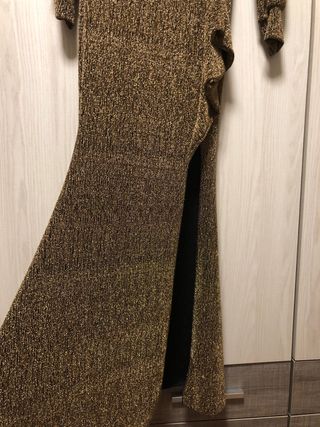 Vestido fiesta dorado y negro