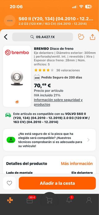 Discos de Freno Brembo Perforados