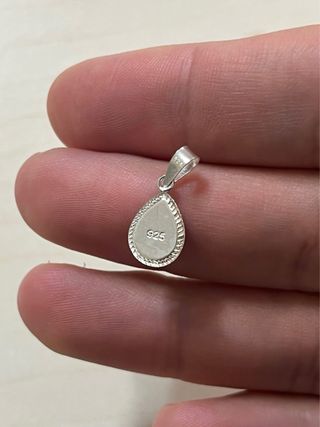 Elegante Colgante Lagrima Onix Plata De Ley 925