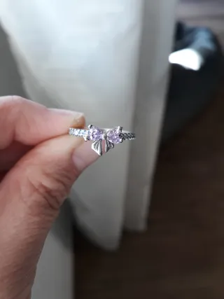 Anello Pandora Farfalla Rosa Argento
