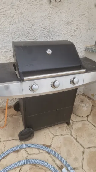 Barbacoa de gas negra y plateada