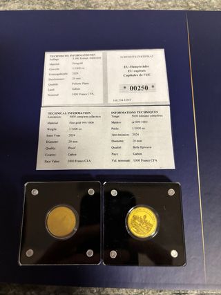 4 Monete Oro 999/1000 24k 20mm Gabon