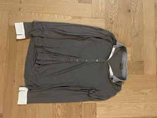 Camicia donna grigia con colletto bianco