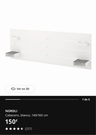 Cabecero NORDLI Blanco 140/160cm Ikea