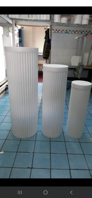 Set 3 Colonne Cilindriche Rigati in polisterolo