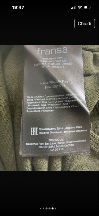 Maglione collo alto Fransa nuovo con cartellino