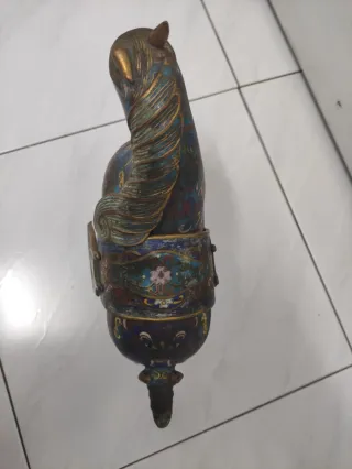 Caballo Bronce Cloisonné Chino Antiguo