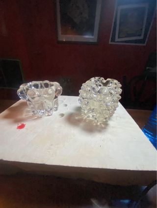 Posacenere e portacandele in vetro rostrato