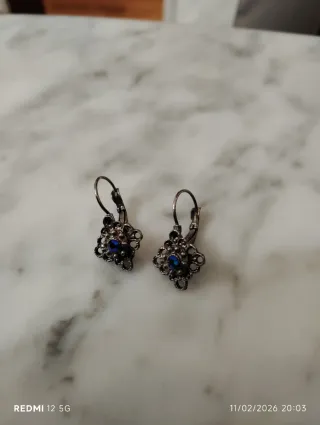 Pendientes Filigrana Botón Charro Plata Antigua
