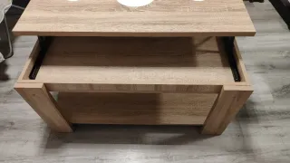 Mesa centro elevable madera y cristal