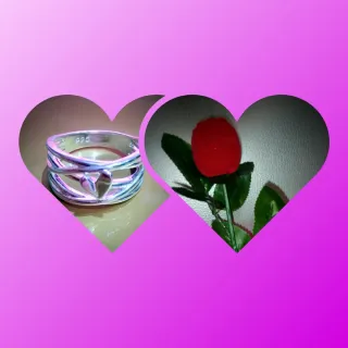 Anillo Corazón Plata 925 + Rosa TALLA 11