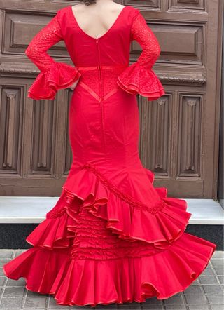 Traje de Flamenca Rojo encaje talla 34