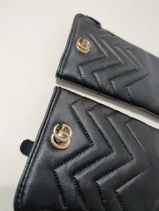 Guantes de cuero negros Gucci
