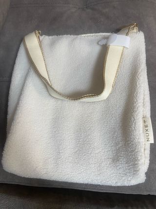 Bolso borreguito Nuxe blanco y beige