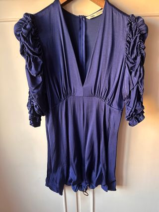 Vestito Zara blu corto maniche arricciate