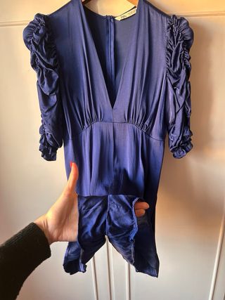 Vestito Zara blu corto maniche arricciate