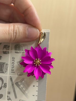 Pendientes Flor Fucsia y Dorado