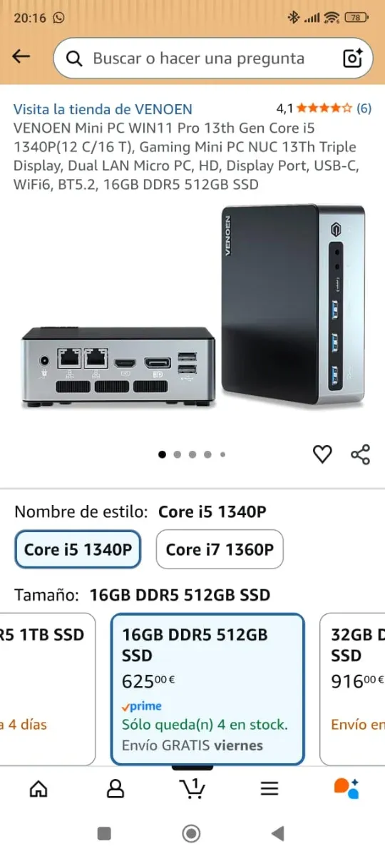 Mini PC Intel i5-1349p 13 GEN 16GB DDR5 512GB NVMe afbeelding 9
