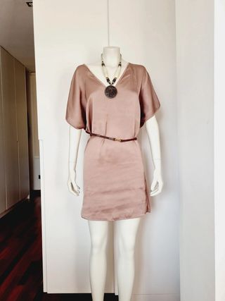 Benetton T XS Vestido mini marrón claro