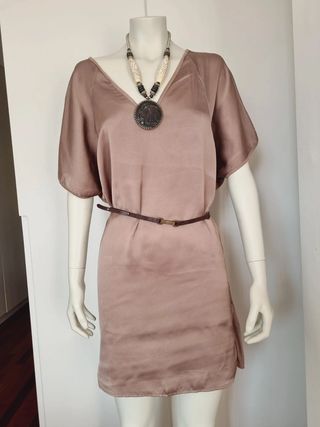 Benetton T XS Vestido mini marrón claro