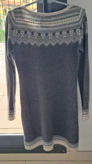 Vestido lana fino invierno estampado M