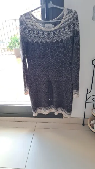 Vestido lana fino invierno estampado M
