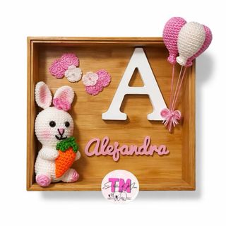 Cuadro decorativo amigurumi con nombre