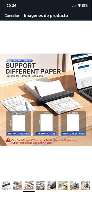 Impresora Térmica Portátil POLONO A4 Negra