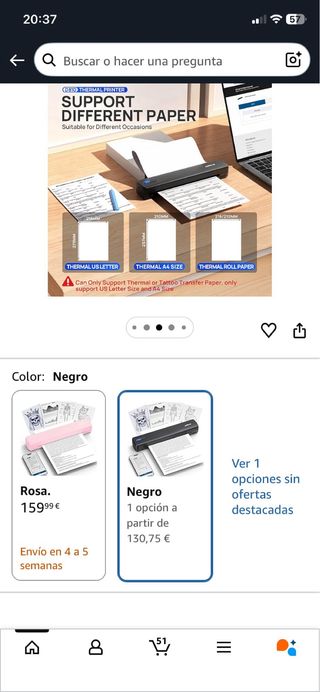 Impresora Térmica Portátil POLONO A4 Negra