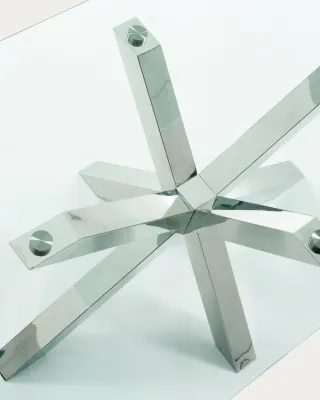 Mesa Comedor Cristal y Acero 180cm