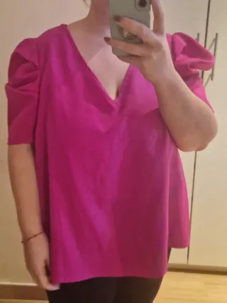 Blusa buganvilla con mangas abullonadas