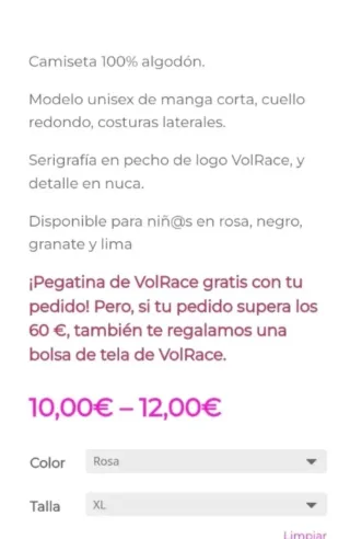 Camiseta Volrace Rosa