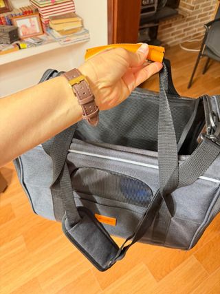 Transportín para gatos/perros gris y naranja