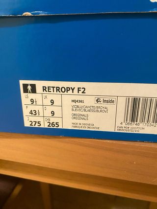 Zapatillas Adidas Retropy F2 Talla 9.5 (43 1/3)
