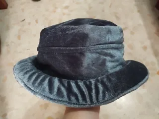 Sombrero vintage terciopelo gris plateado M