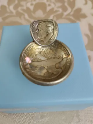 Pequeño Cenicero Monedas Plata Ley