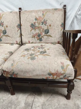 Sofá Biplaza Vintage Tela y Madera floral